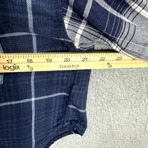 American Eagle Button Up Crop Top Womens Small Plaid Long Sleeve Boho Western - Picture 5 of 6